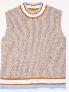 Guest in Residence 100% Cashmere Knit Sleeveless Sweater Vest in Beige